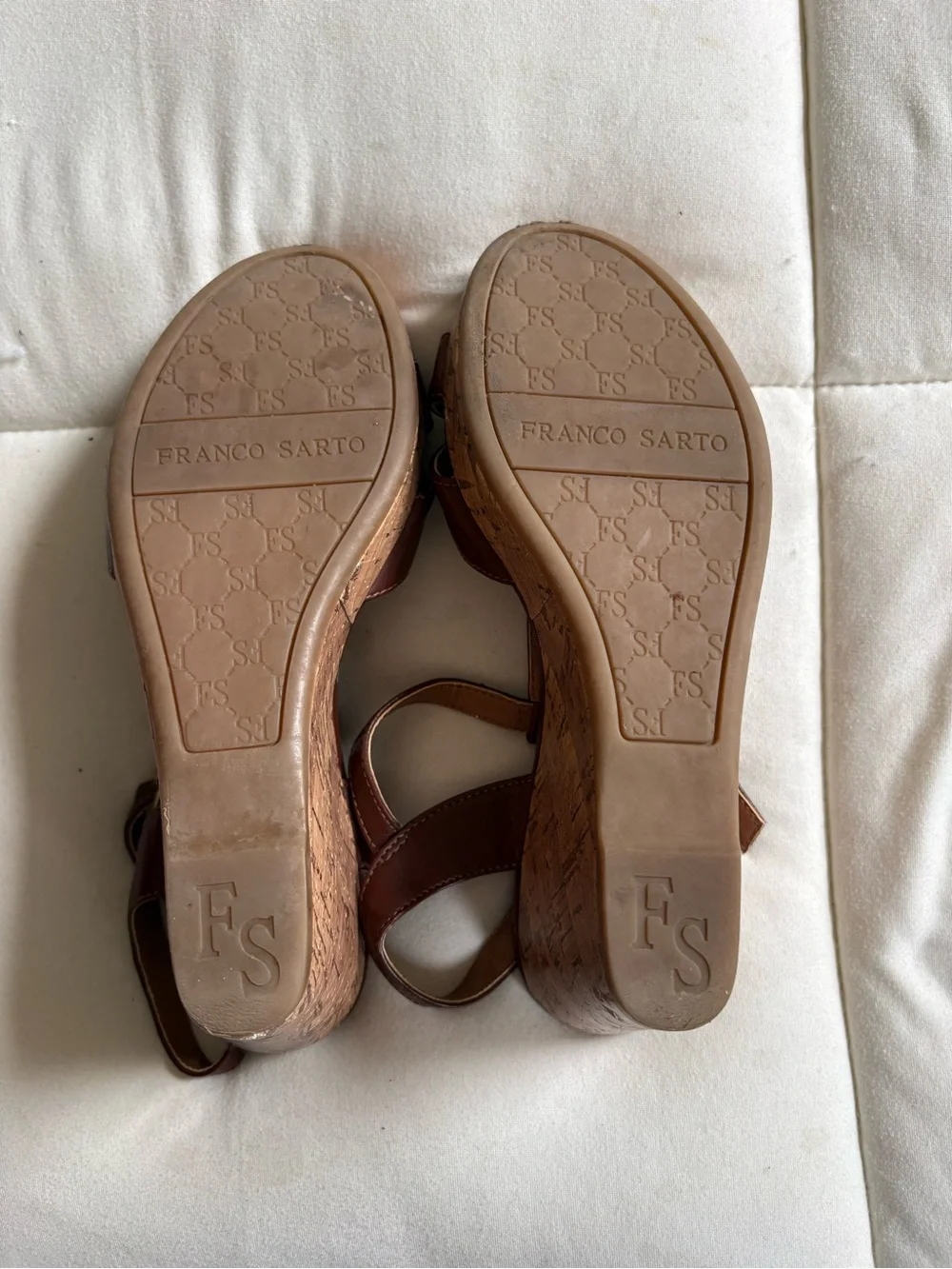 Franco Sarto Women's Brown Cork Wedge Sandals - Size 6
